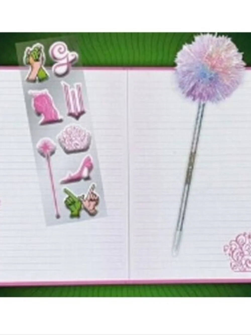 Wicked Pink Journal & Sticker Set with Pom-Pom Pen-NIB!